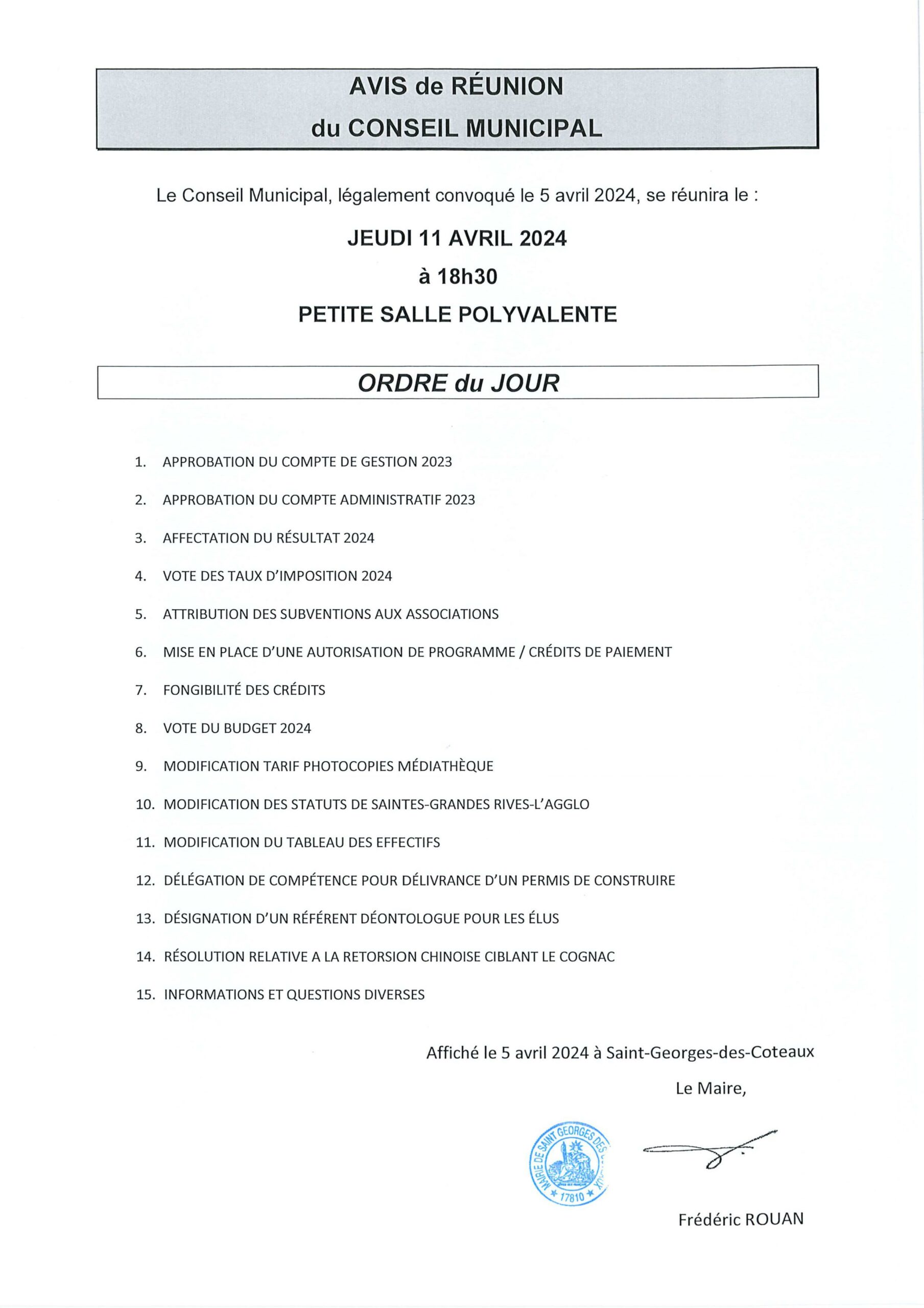 Avis de réunion